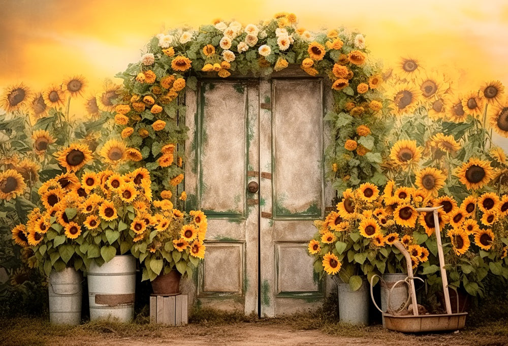 Kate Autumn Sunflower Door Backdrop for Photography
