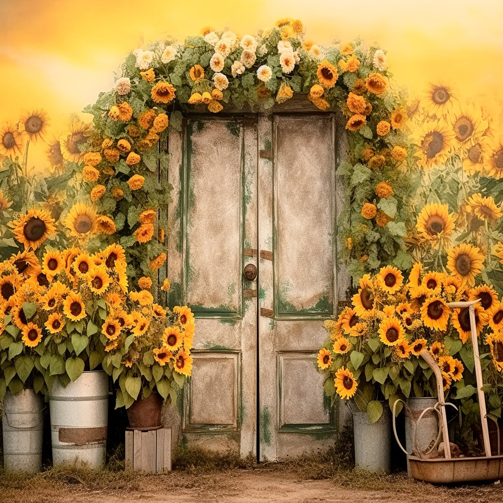 Kate Autumn Sunflower Door Backdrop for Photography