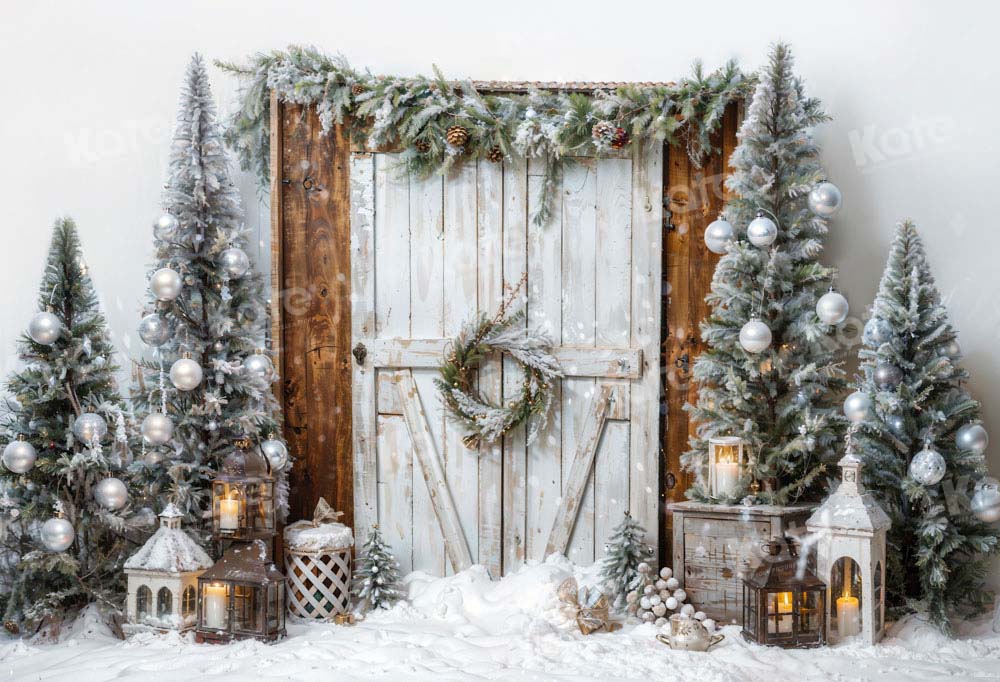 Kate Christmas Tree White Barn Door Backdrop Designed by Emetselch