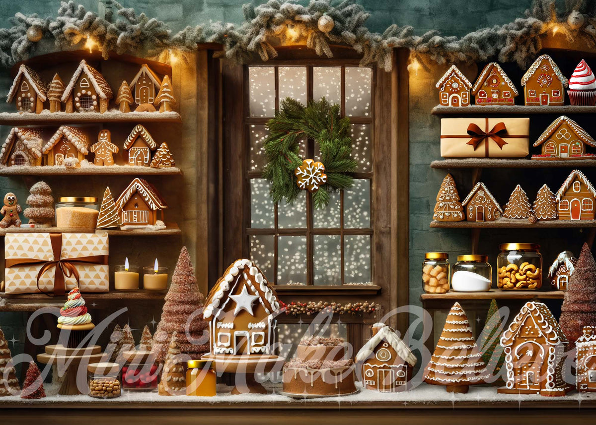 Cozy Winter Holiday Gingerbread Scene