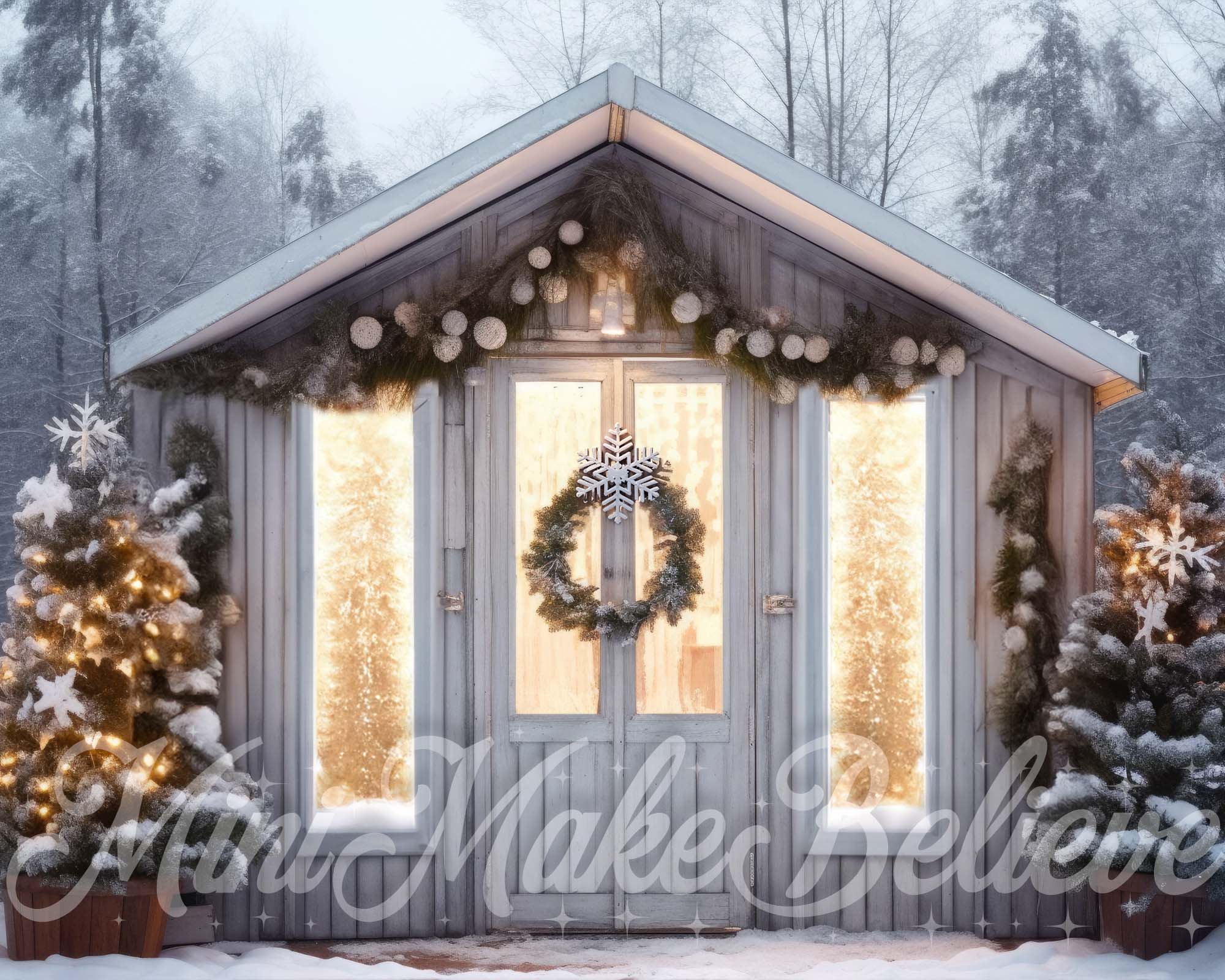 Kate Christmas Winter Greenhouse Interior Lights Backdrop Designed by Mini MakeBelieve