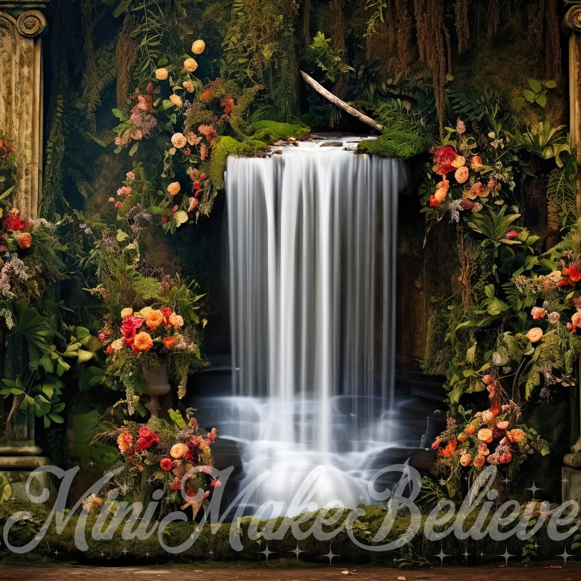 Kate Summer Enchanted Foilage Flowers Waterfall Backdrop Designed by Mini MakeBelieve