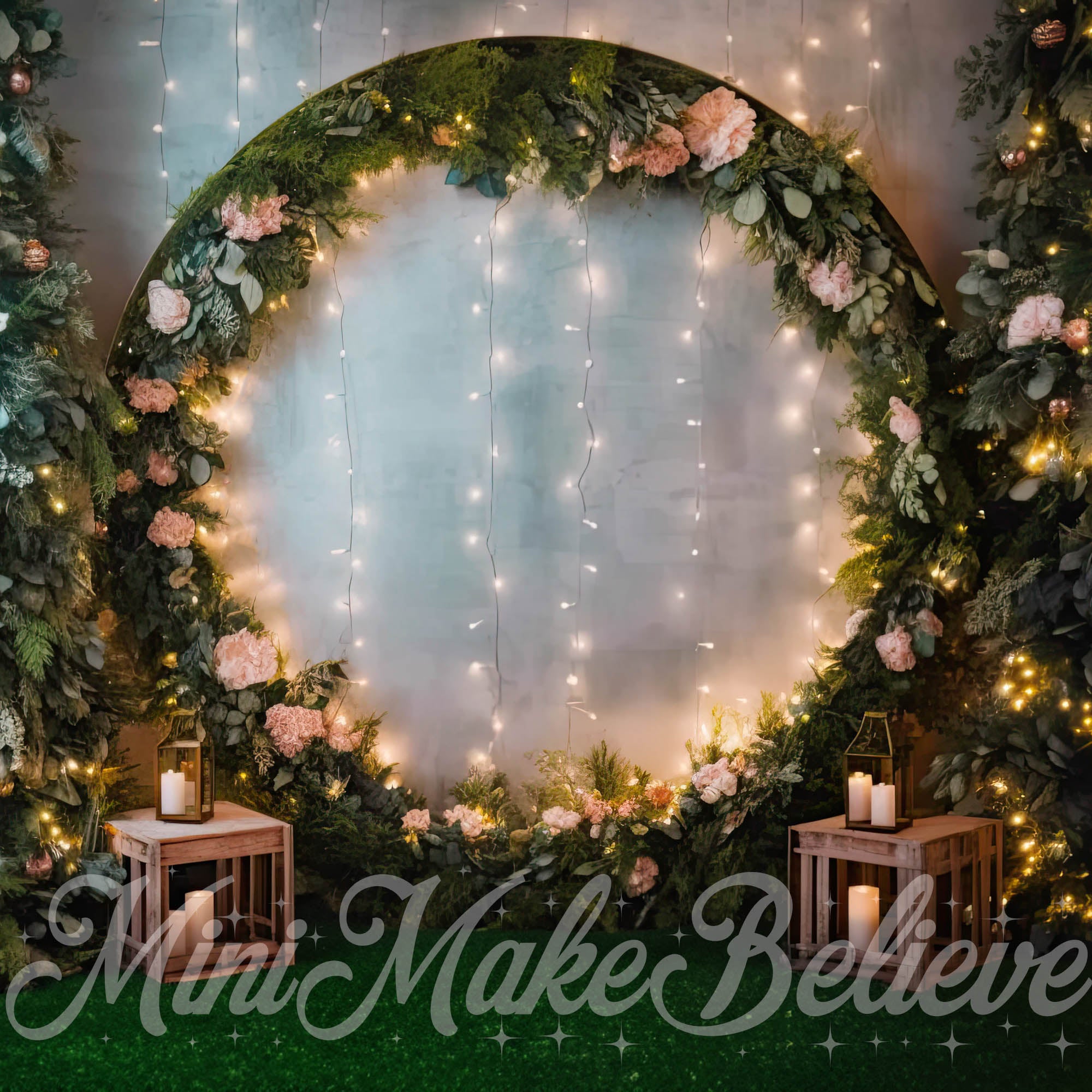 Kate Fairy Soft Floral Circular Arch with Lights Backdrop Designed by Mini MakeBelieve