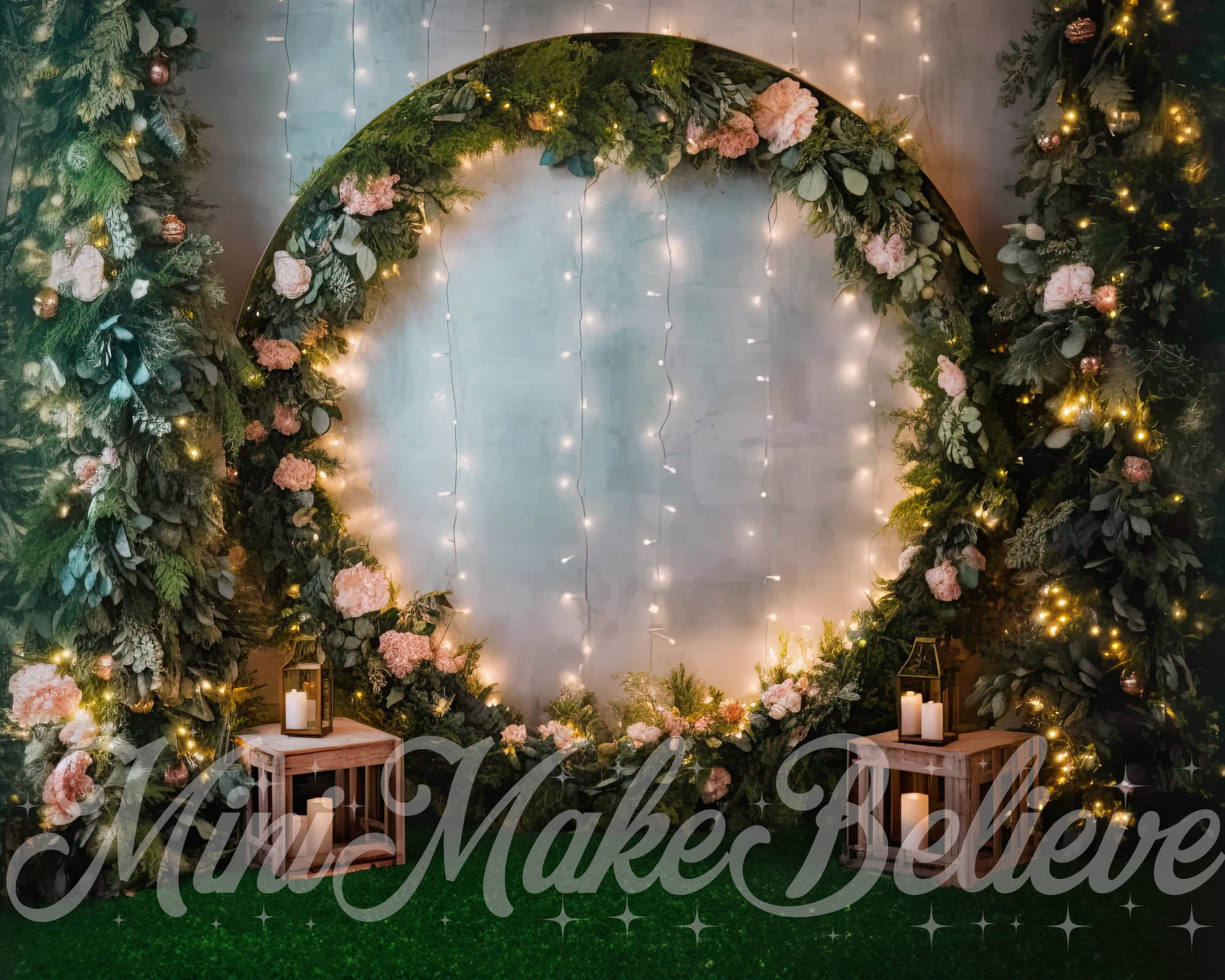 Kate Fairy Soft Floral Circular Arch with Lights Backdrop Designed by Mini MakeBelieve