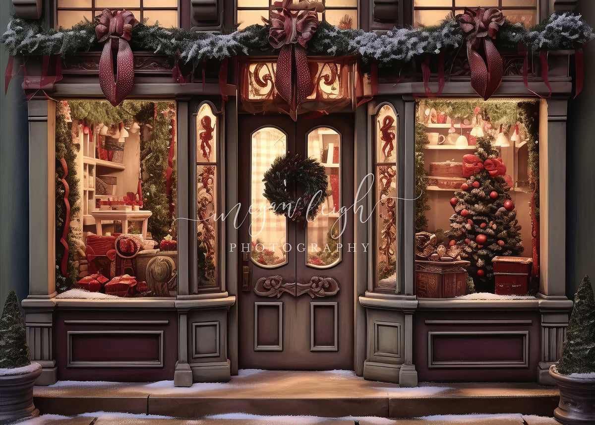 Cozy Festive Holiday Storefront Backdrop