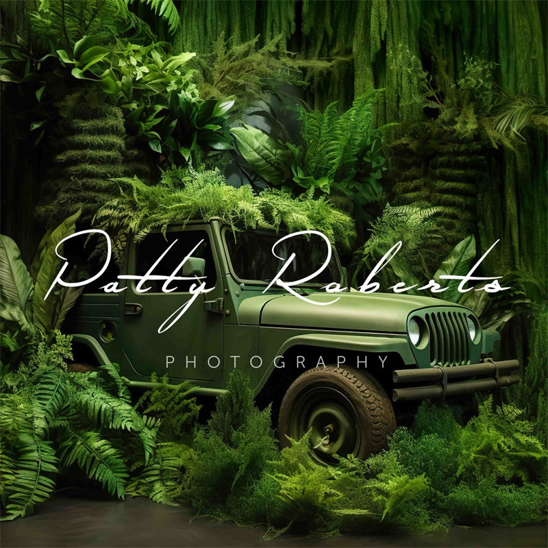 Kate Green Jeep in Jungle Backdrop Designed by Patty Robert