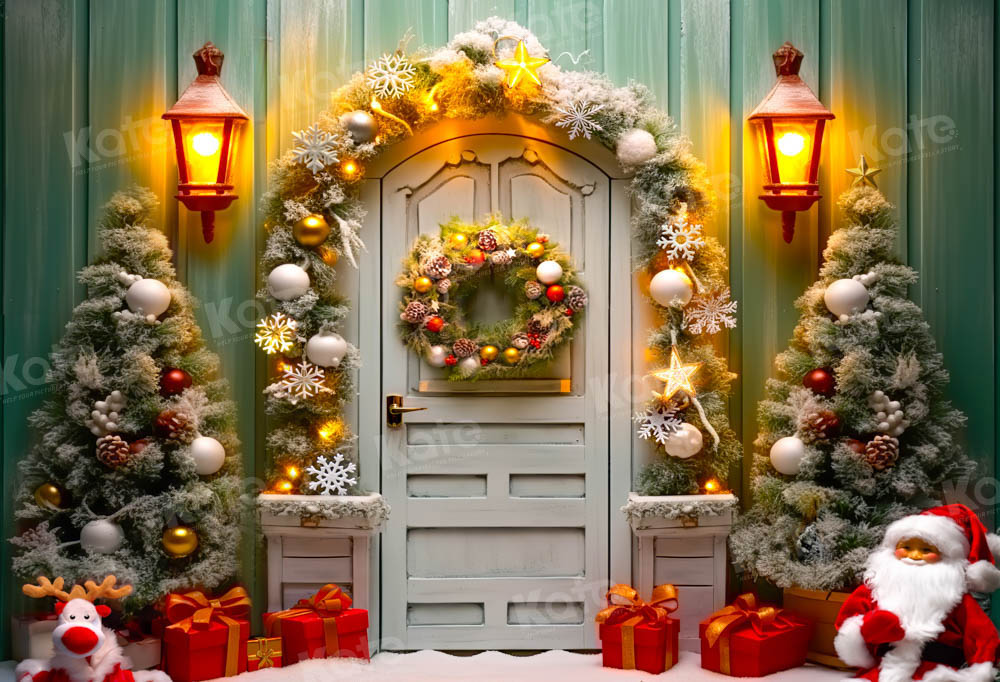 RTS Kate Christmas Santa Doll Green Wall White Door Backdrop for Photography
