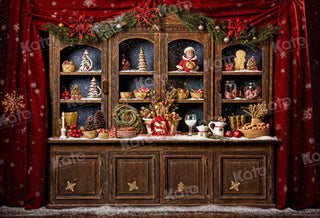 Kate Christmas Gingerbread Retro Kitchen Printed Backdrop Designed by Chain Photography