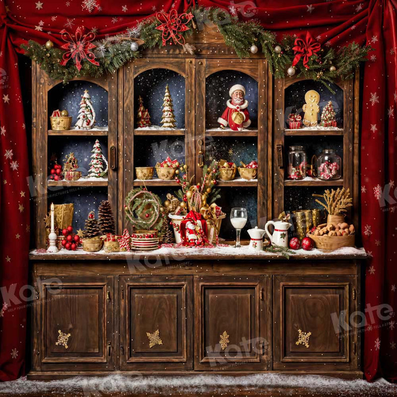 Rustic Holiday Christmas Cabinet Backdrop