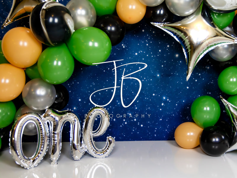 Kate Out of this World Balloon Cake Smash Backdrop Designed by JB Photography