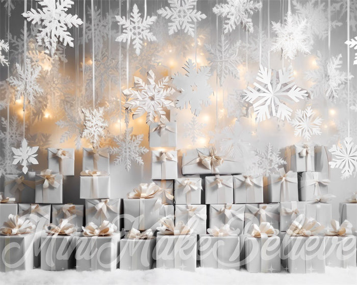 Kate Christmas Paper Snowflakes Wrapped Gifts Backdrop for Photography