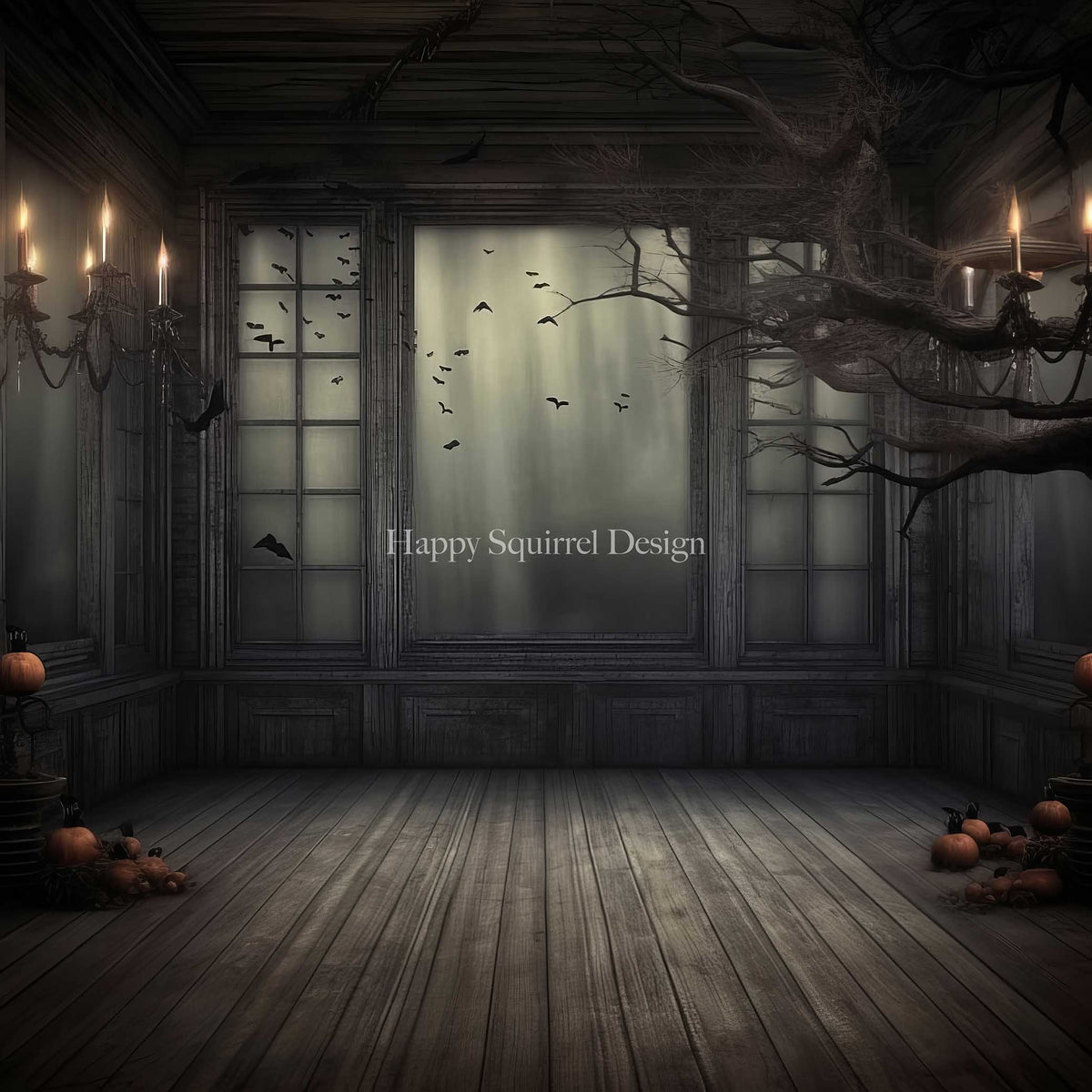 Haunted Vintage Halloween Room Backdrop