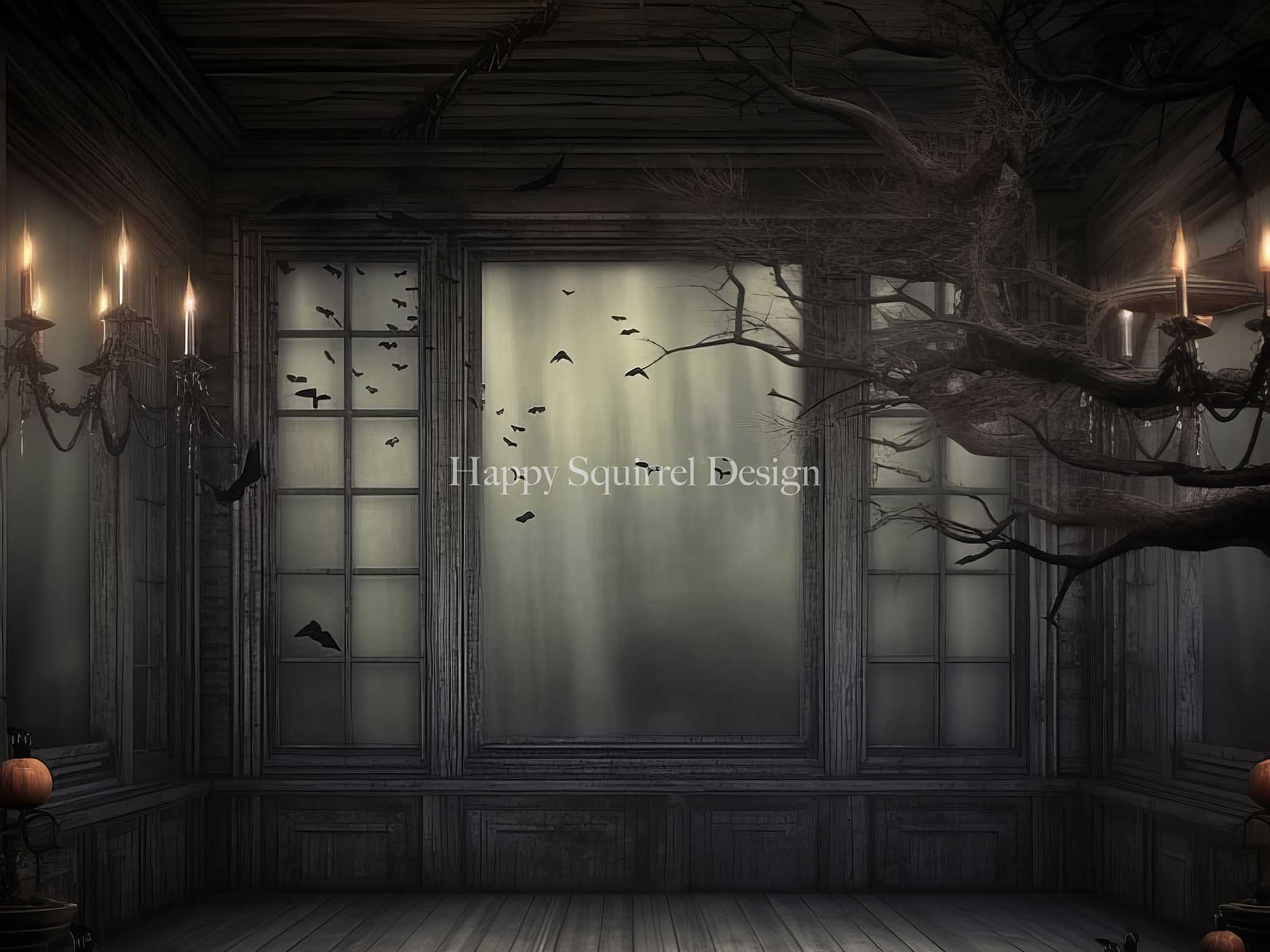 Kate Abandoned Halloween Spooky Room Backdrop Designed by Happy Squirrel Design