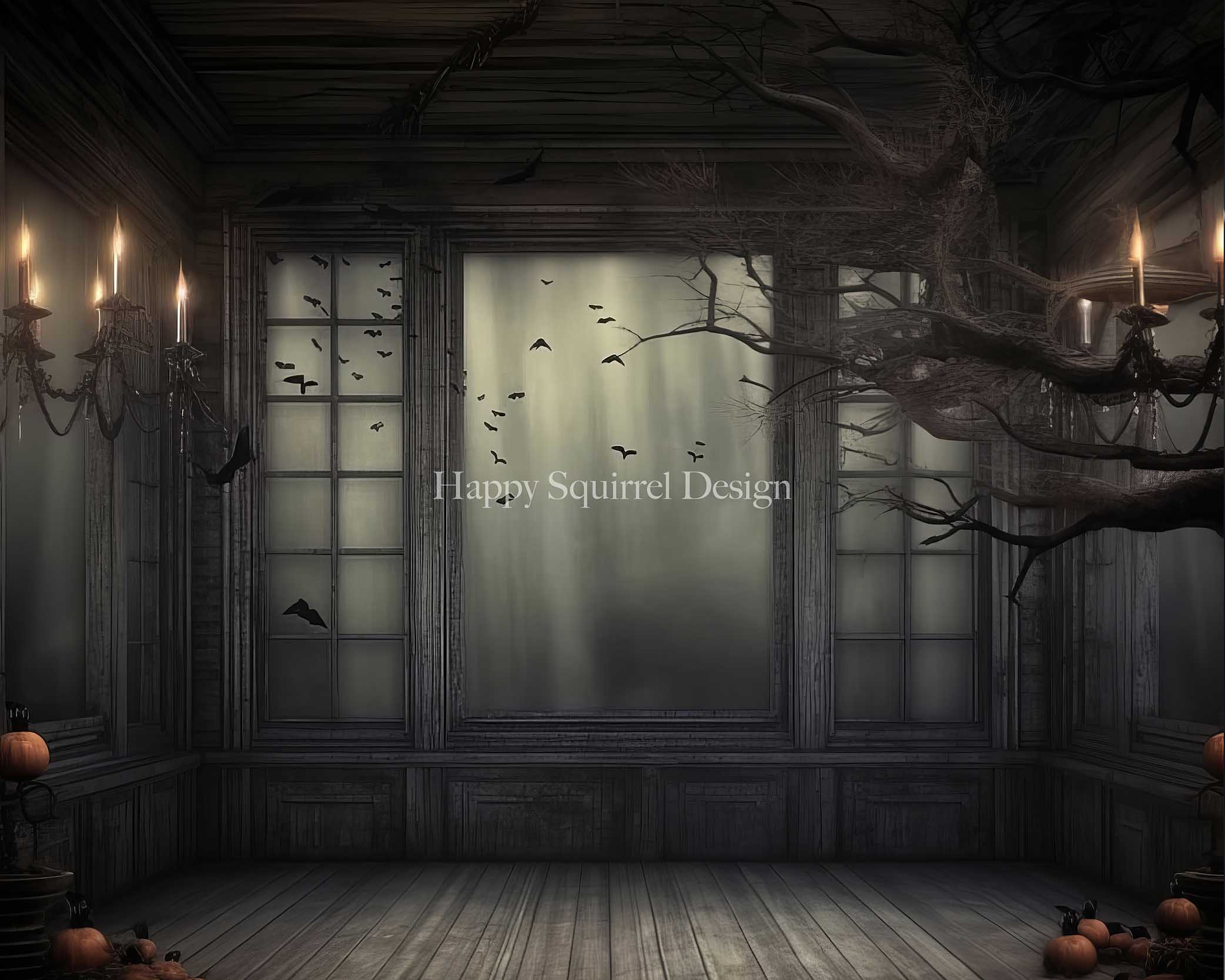 Kate Abandoned Halloween Spooky Room Backdrop Designed by Happy Squirrel Design