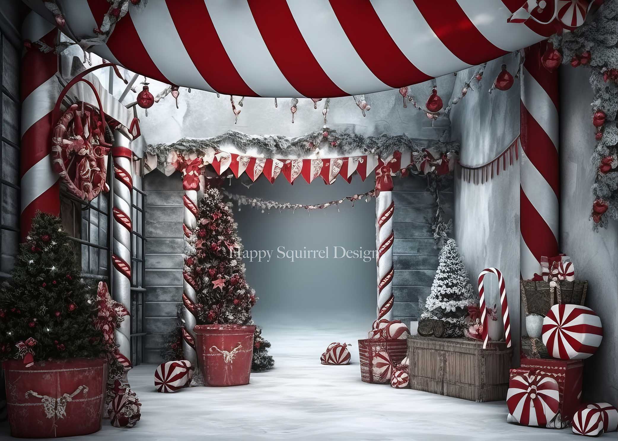 Kate Winter Candy Cane Path Backdrop Designed by Happy Squirrel Design