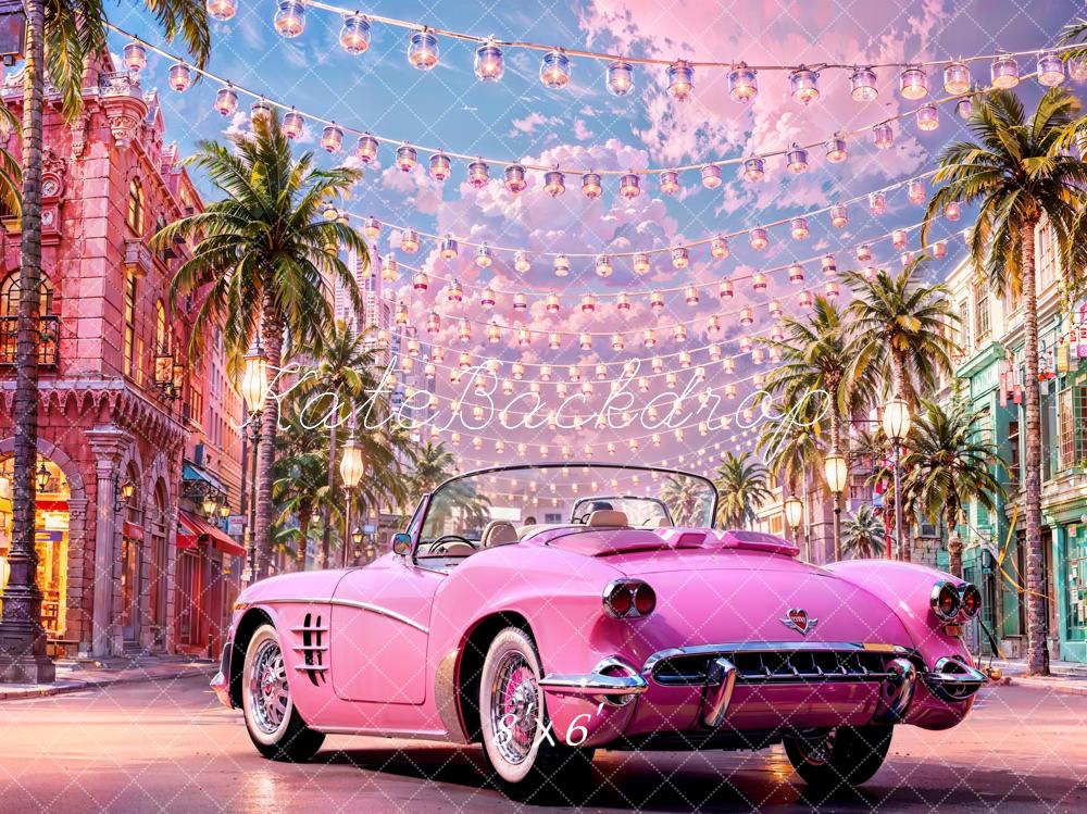 Kate Summer Fashion Doll Street Pink Car Backdrop for Photography