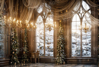Kate Christmas Window Elegant Room Printed Backdrop Designed by Emetselch
