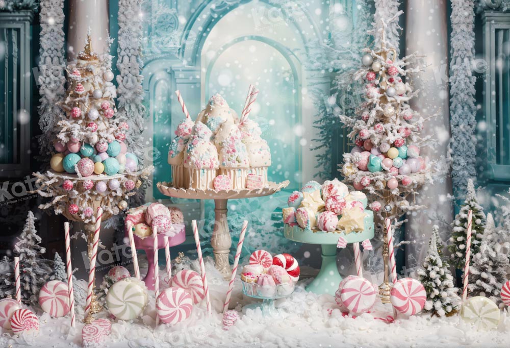 Mundo dulce de navidad de candy con un diseño de fondo de nieve creado por Emetselch