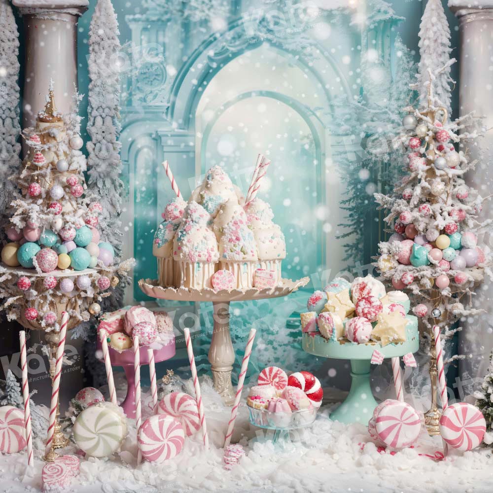 Kate Christmas Sweet Candy World Snow Backdrop Designed by Emetselch