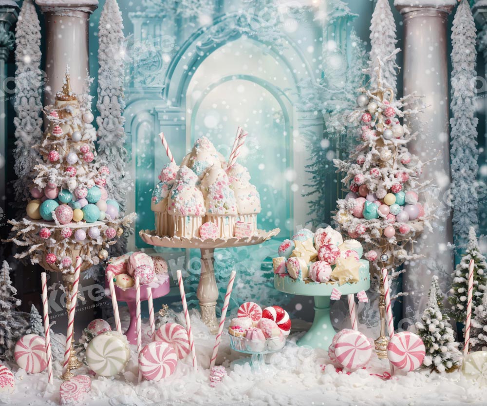 Mundo dulce de navidad de candy con un diseño de fondo de nieve creado por Emetselch