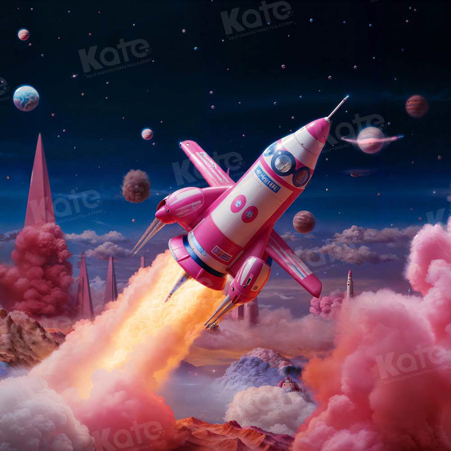 Kate Fashion Doll Pink Rocket Space Backdrop Designed by Chain Photogr