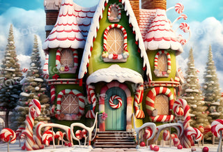 Kate Christmas Amazing House Printed Backdrop for Photography
