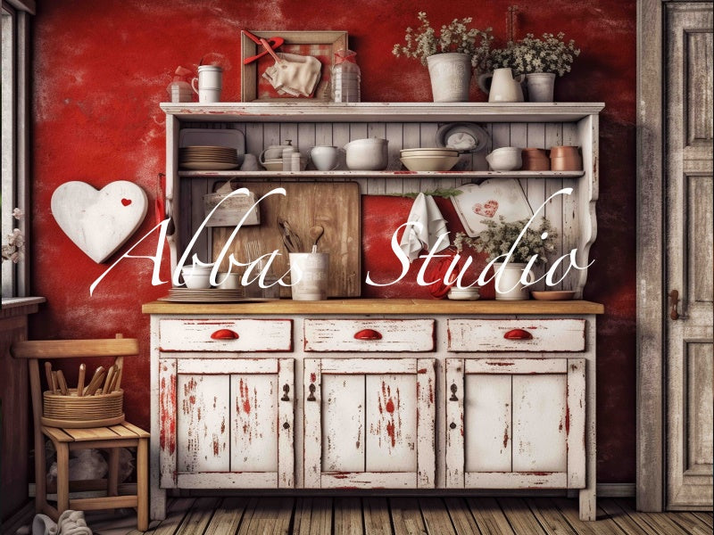 Kate Valentine's Rustic Kitchen Backdrop Designed by Abbas Studio