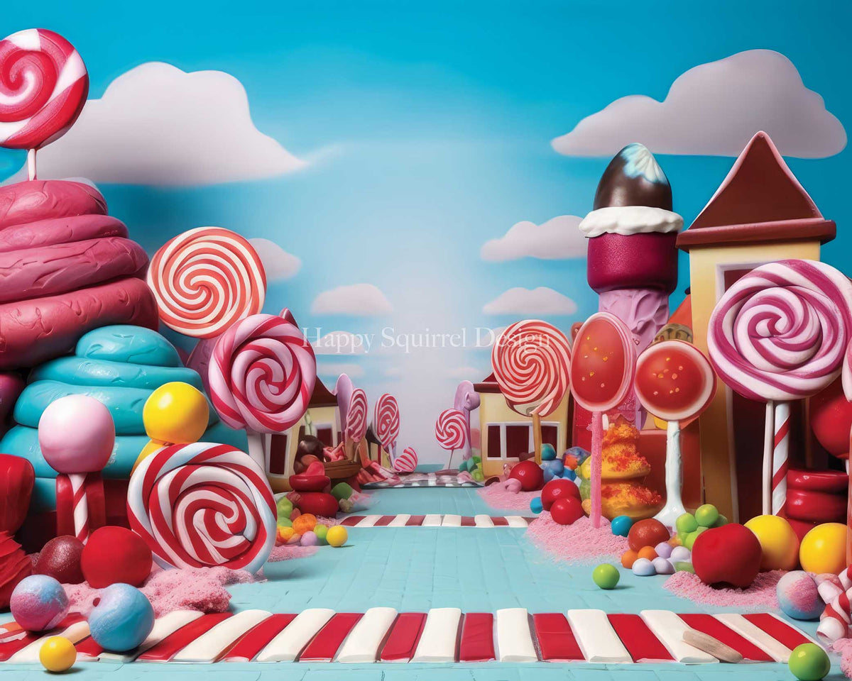 Candy Backdrop Design Whimsical Candy Village Fantasy Backdrop