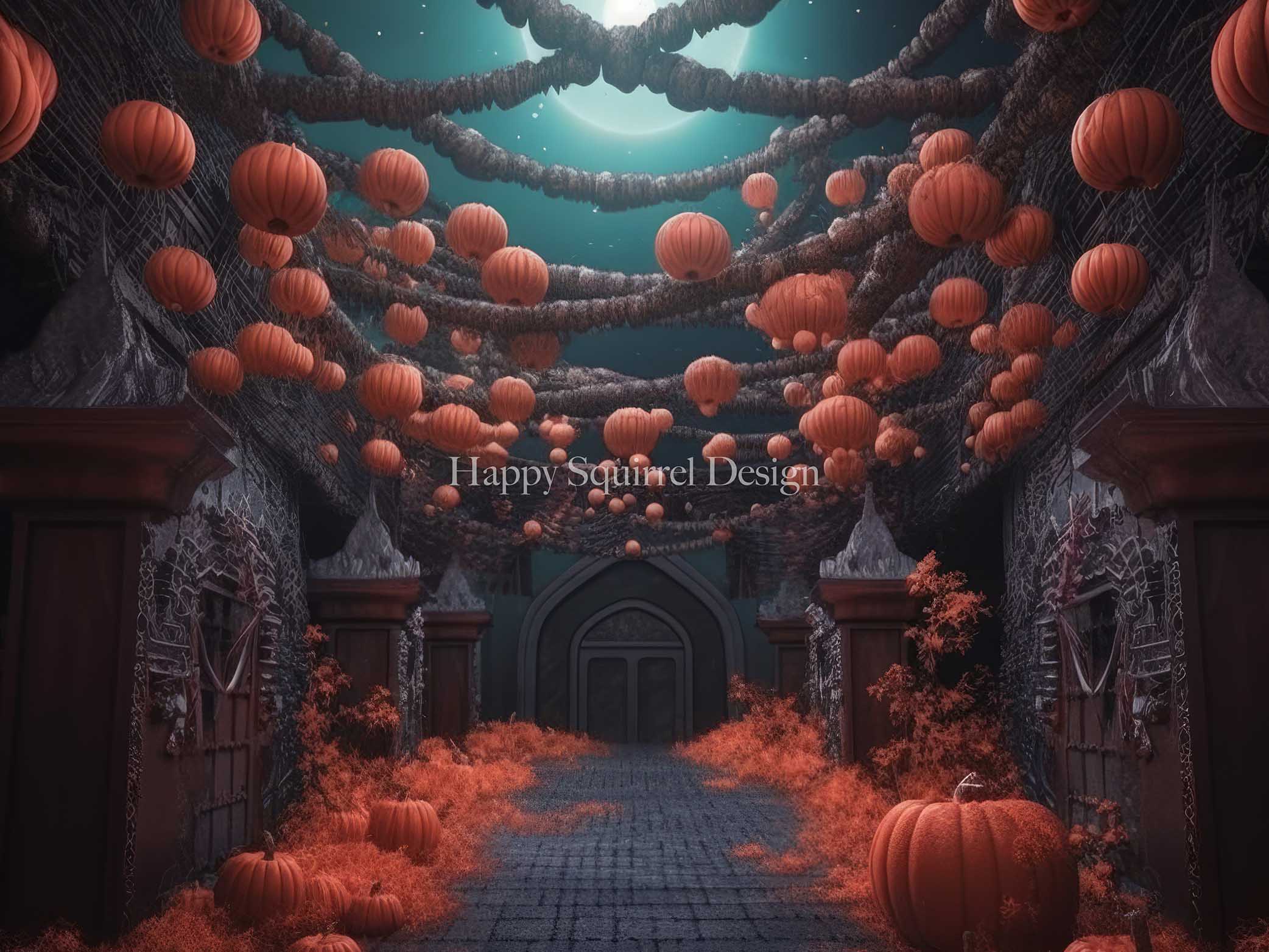 Kate Halloween Streaming Pumpkins Backdrop Designed by Happy Squirrel Design