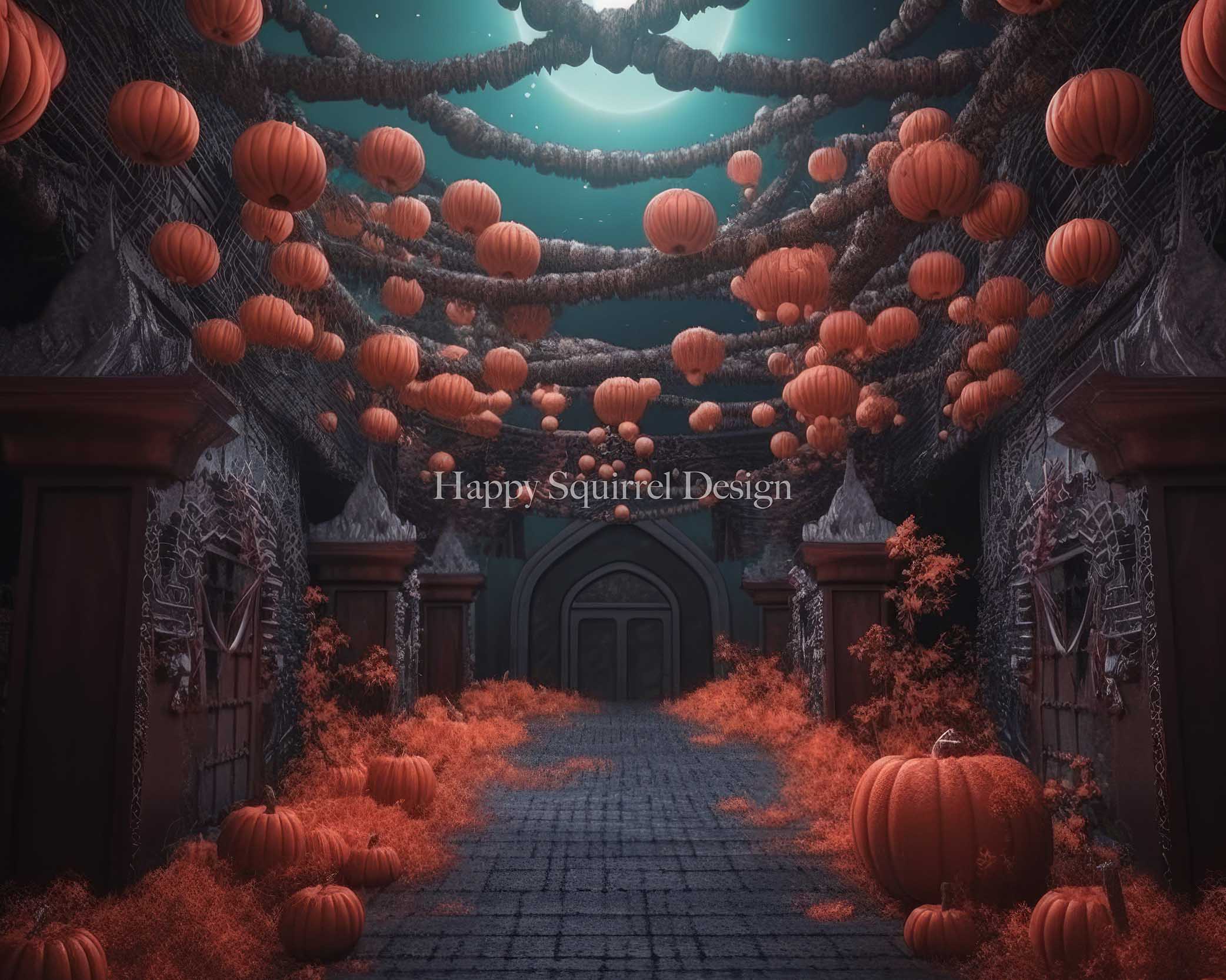 Kate Halloween Streaming Pumpkins Backdrop Designed by Happy Squirrel Design