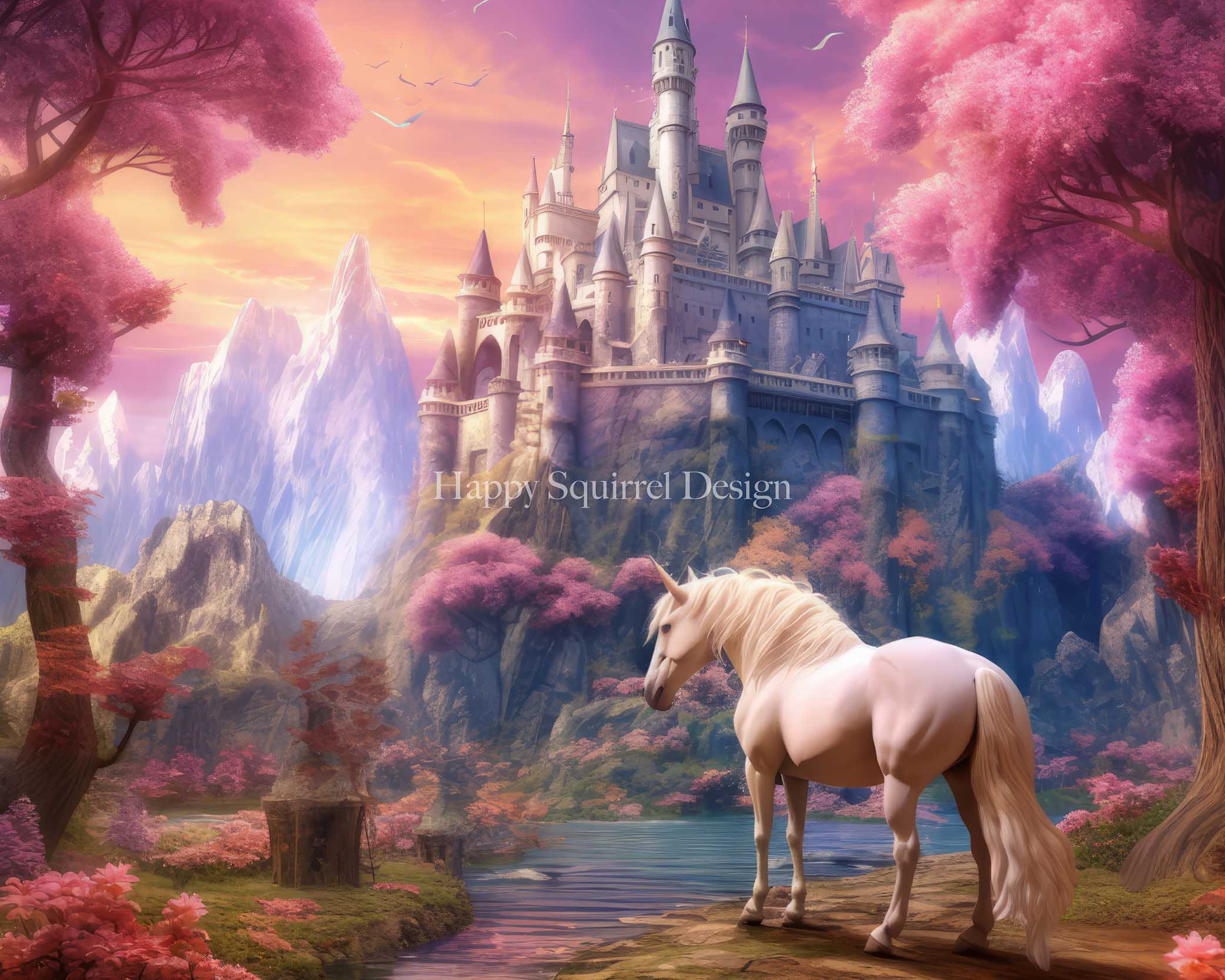 Kate Unicorn Castle Magic Backdrop Designed by Happy Squirrel Design