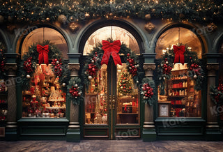 Tienda de Navidad en la Calle Vieja para Fondo de Fotografía