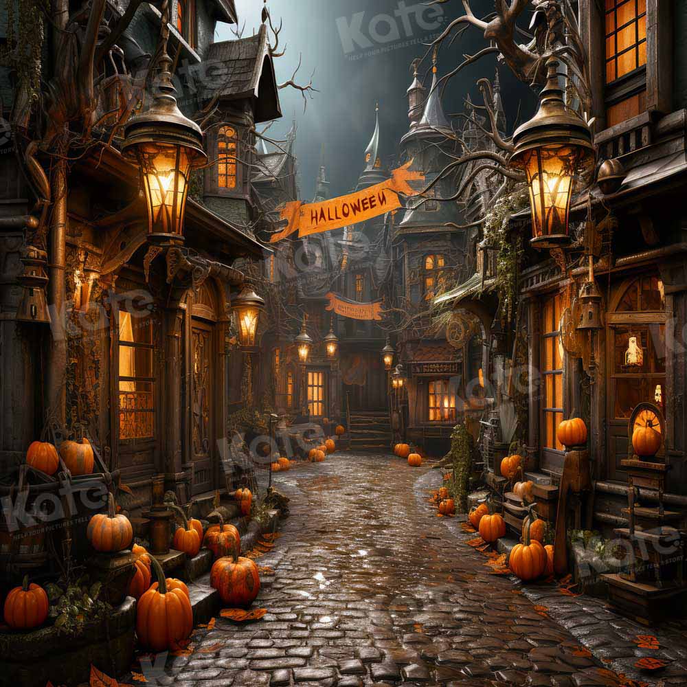 Kate Halloween Street Pumpkin Backdrop Designed by Emetselch