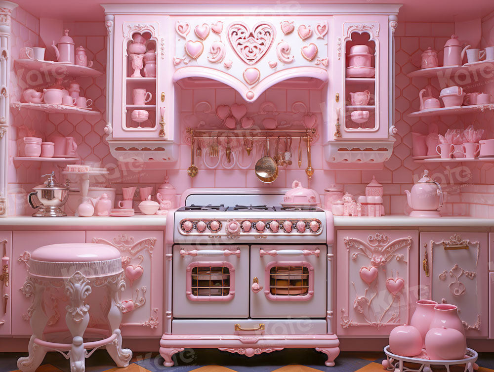 Kate Fashion Doll Pink Kitchen Backdrop Designed by Emetselch