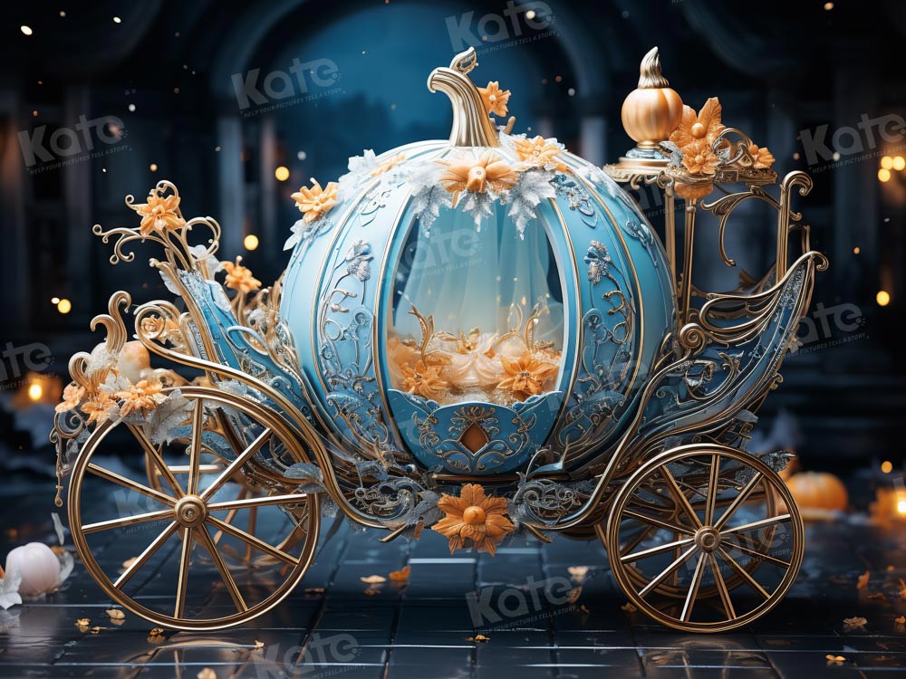 Kate Blue Pumpkin Car In Night Backdrop Designed by Chain Photography