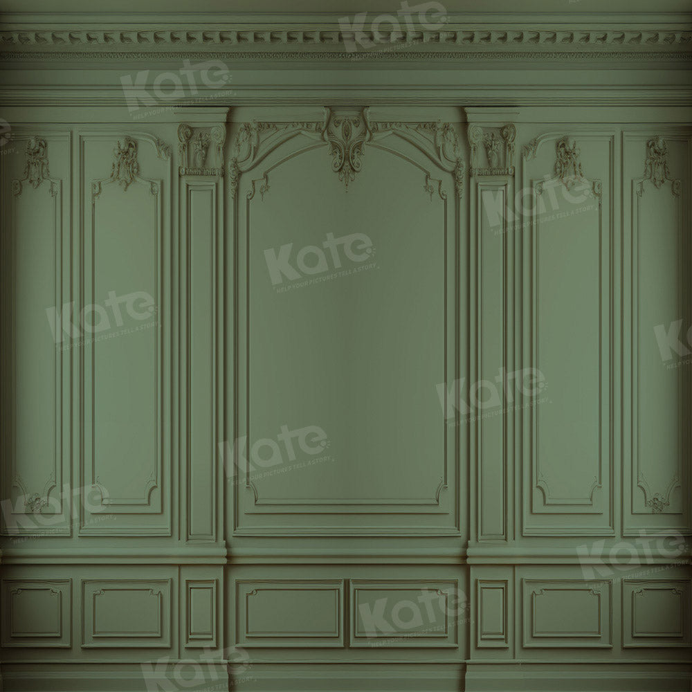 Kate Retro Dark Green Grey Wall Backdrop Designed by Kate Image