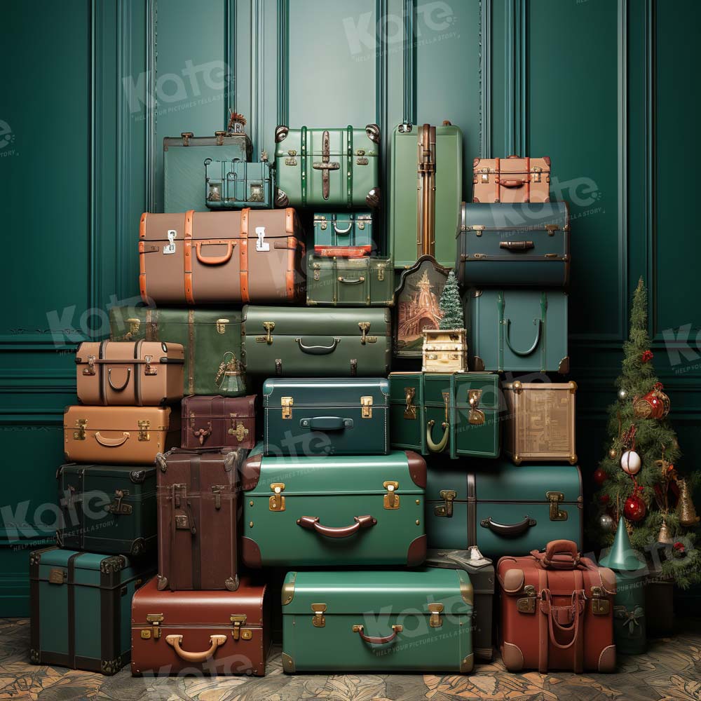 Kate Luggage and Green Wall Backdrop Designed by Emetselch