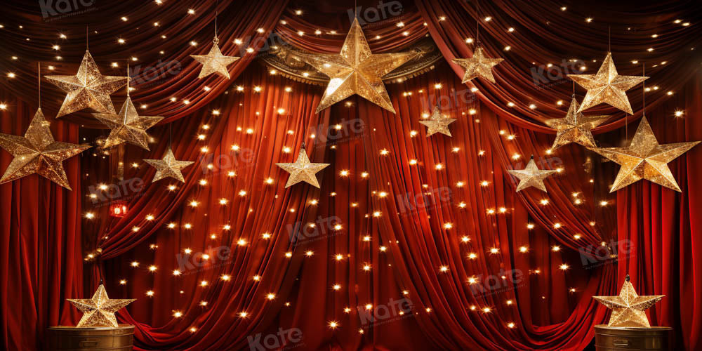 Kate Golden Star Stage Red Backdrop Designed by Chain Photography