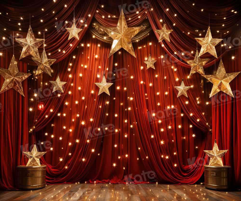 Kate Golden Star Stage Red Backdrop Designed by Chain Photography