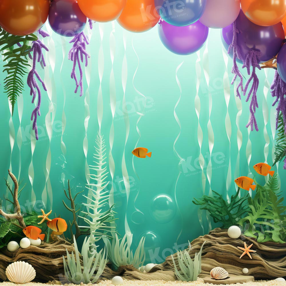 Kate Summer Green Mermaid Underwater Balloon Backdrop Designed by Emetselch