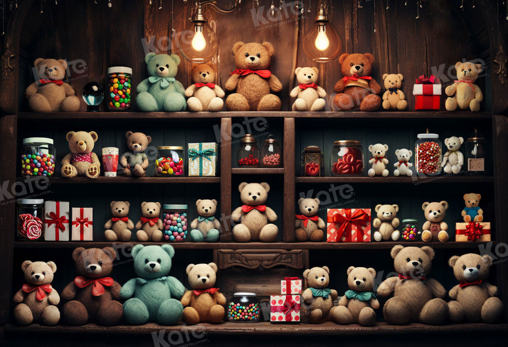 Kate Teddy Bear Shelf Gifts Birthday Backdrop Designed by Emetselch