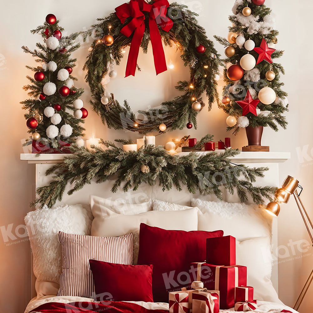Kate Warm Christmas Headboard Tree Fleece Backdrop for Photography