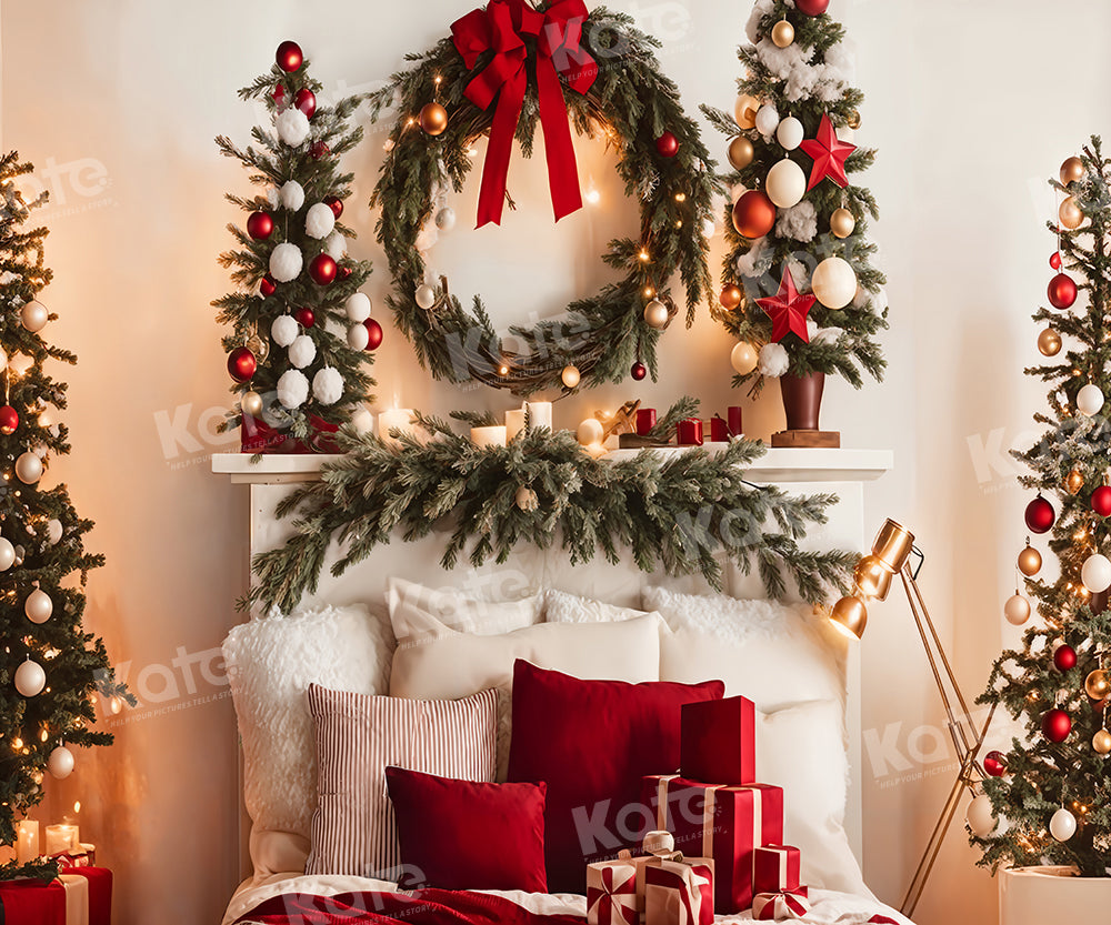 Kate Warm Christmas Headboard Tree Fleece Backdrop for Photography