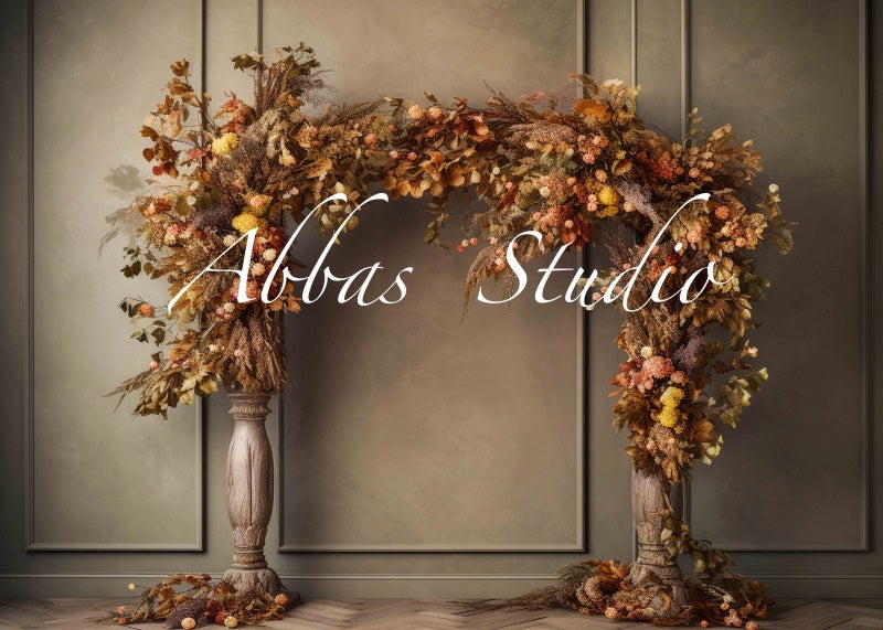 Kate Autumn Beautiful Fall Arch Taupe Wall Backdrop Designed by Abbas Studio