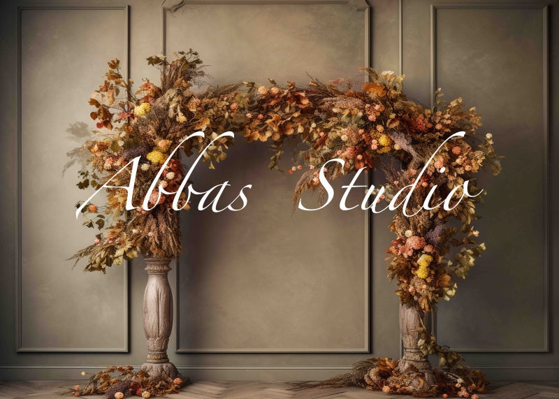 Kate Autumn Beautiful Fall Arch Taupe Wall Backdrop Designed by Abbas Studio