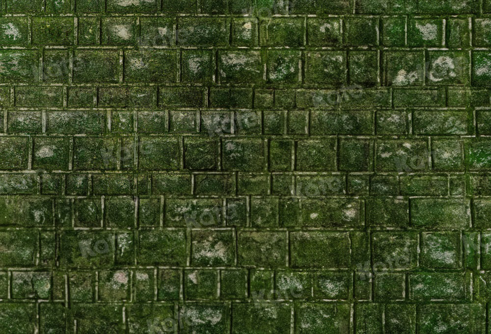 Kate Green Brick Wall Floor Moss Backdrop for Photography