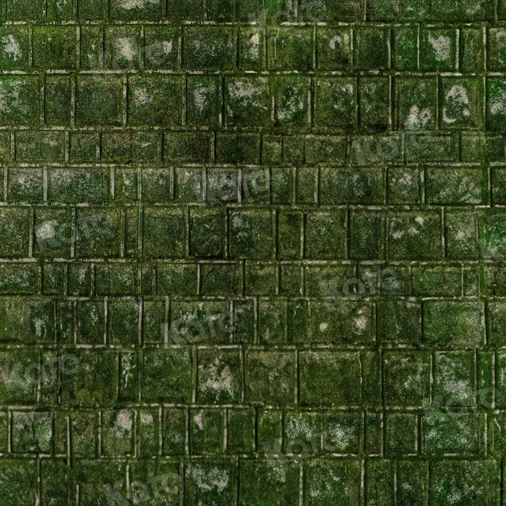 Kate Green Brick Wall Floor Moss Backdrop for Photography