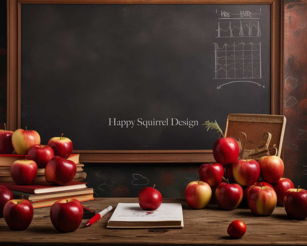 Rustic Classroom Apple Chalkboard Backdrop