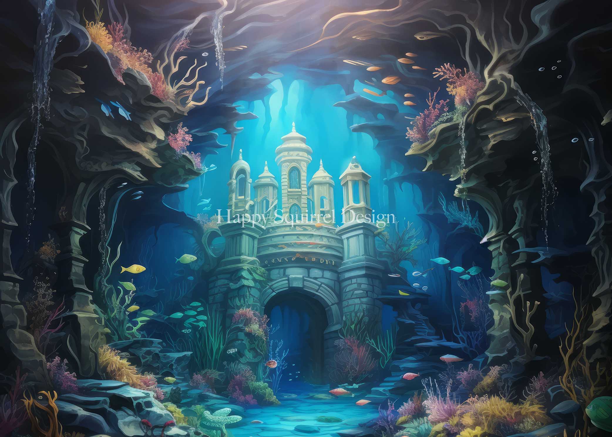 Kate Summer Underwater Castle Backdrop Designed by Happy Squirrel Design
