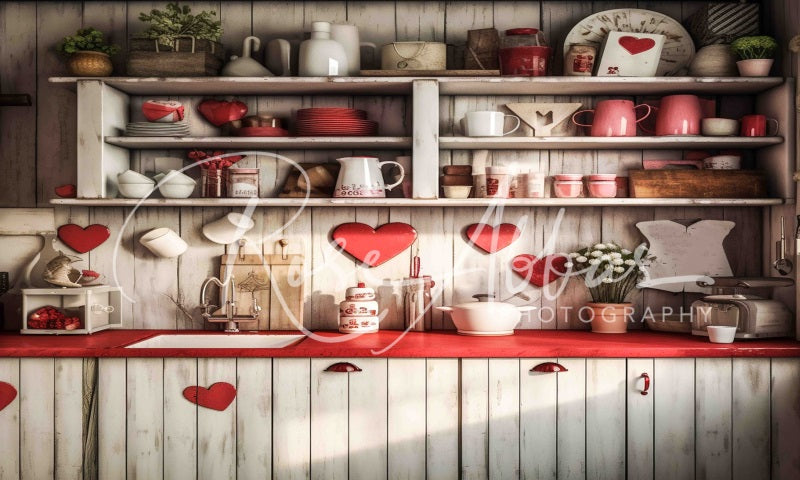 Kate Lots of Love Valentine's Day Kitchen Backdrop Designed By Rose Abbas